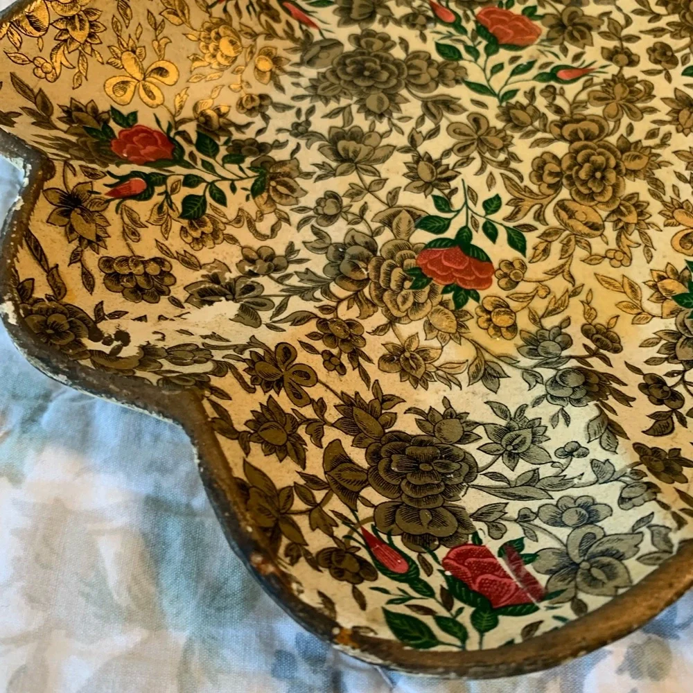 Vintage Scalloped Floral Tray